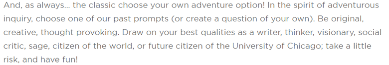 UChicago Essay Prompts